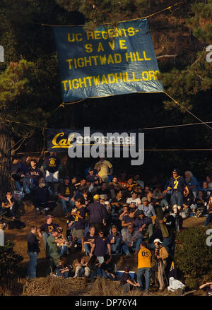 Nov 04, 2006; Berkeley, CA, USA; Arriving three hours before game time, Cal Bear fans sit atop Tightwad Hill before the start of the California Golden Bears vs. UCLA Bruins game at Memorial Stadium. Future planned stadium renovations will block the view of hundreds of fans that use the hill to watch the game. tradition. Mandatory Credit: Photo by Jose Carlos Fajardo/Oakland Tribune Stock Photo