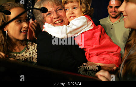 Nov 07, 2006; Austin, TX, USA; CAROLE KEETON STRAYHORN holds her granddaughter, ANNA MCCLELLAN, as she is surrounded by her other granddaughters, MICHELLE and KATHRYN, as Strayhorn announces she is conceding the election Tuesday, November 7, 2006 at the Driskill Hotel in Austin. The Democratic Party has won control of the House of Representatives in the US mid-term elections. The W Stock Photo