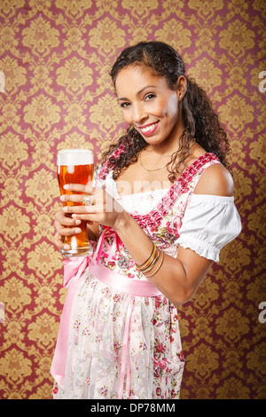 portrait of a woman in a traditional bavarian costume Dirndl Stock Photo