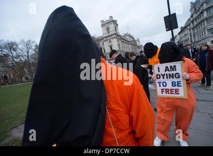 London, UK, UK. 8th Jan, 2014. A protest was held in front of Parliament Square to close Guantanamo Bay and free Shaker Aamer the last Londoner in Guantanamo Bay © Gail Orenstein/ZUMAPRESS.com/Alamy Live News Stock Photo