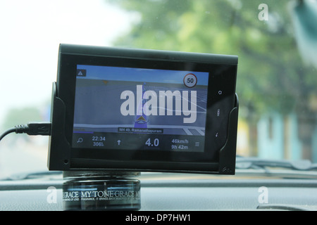 GPS navigation device in a car Stock Photo