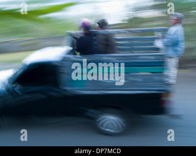 Mar 24, 2006 - Santiago Atitlan, Solola, Guatemala - Locals travel in the back of pickup trucks known as 'Fleteros' in  Santiago Atitlan, in the highlands of Guatemala, in Santiago Atitlan, Guatemala  (Credit Image: © David H. Wells/ZUMAPRESS.com) Stock Photo