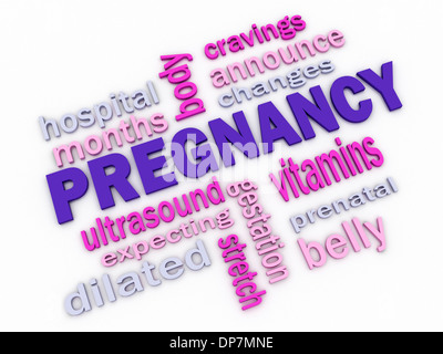 3d Pregnancy Word Cloud Concept with great terms Stock Photo