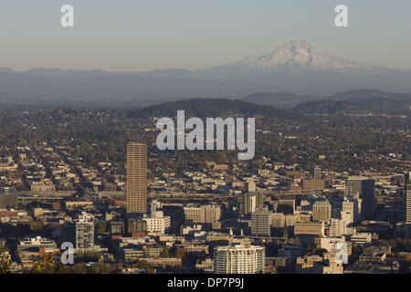 Nov 22, 2006; Portland, OR, USA; View of the downtown area from the West Hills with Mt. Hood in the background. Mandatory Credit: Photo by Richard Clement/ZUMA Press. (©) Copyright 2006 by Richard Clement Stock Photo