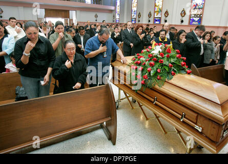 Nov 24, 2006; Tijuana, MEXICO; The casket of Jesus Blancornelas stands in the Iglesia (church) Santa Teresa de Avila in central Tijuana for his funeral about to begin shortly after noon. Mandatory Credit: Photo by Charlie Neuman/SDU-T/ZUMA Press. (©) Copyright 2006 by SDU-T Stock Photo