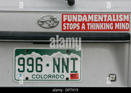 Oct 20, 2006; Denver, CO, USA;  Scenics of Golden Colorado, a small town outside of Denver Colorado that is well known for being the home of the Coors Brewery. License plate in Golden Colorado. Mandatory Credit: Photo by Sean M. Haffey/San Diego Union-Tribune/ZUMA Press. (©) Copyright 2006 by San Diego Union-Tribune Stock Photo