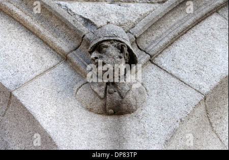 The Corbelled Head of a Policeman on Dublin Garda Station Stock Photo