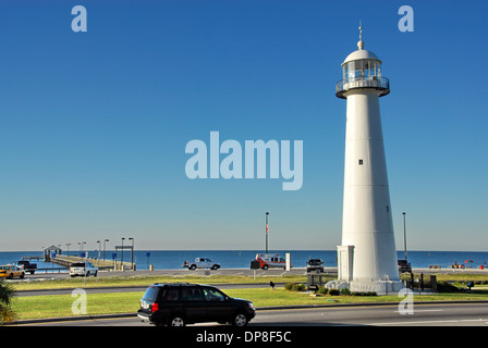 Biloxi Lighthouse in front of Biloxi Visitors Center, Biloxi, Mississippi Stock Photo