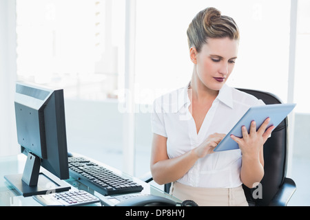 Focused businesswoman using her digital tablet Stock Photo