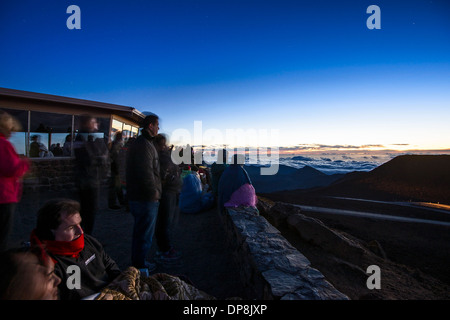 Sunrise from the summit of Haleakala Volcano in Maui, Hawaii. Stock Photo