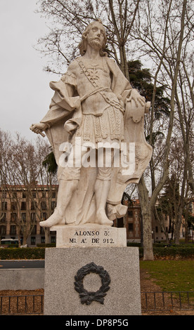 Statue of Alfonso III of Asturias the Great (1015–1065), king of Leon, Galicia and Asturias. Plaza de Oriente (square) in Madrid Stock Photo