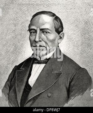 Benito Pablo Juárez García (1806–1872). Mexican lawyer and politician of Zapotec. President of Mexico. Engraving. Stock Photo