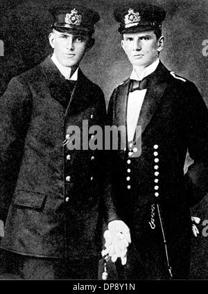 Contemporary pictures of the two sons of Admiral Maximilian Graf von Spree, who both died together with his father during the sea battle for the Falkland Islands. Admiral (since 1910) Maximilian Graf von Spee, chief of the cruiser squadron in East Asia and winner of the sea battle near Coronel (1st of November in 1914). He could not prevent the destruction of his squadron near the Falkland Islands and died as the flag ship 'Schamhorst' sank on the 8th of December in 1914. He was born on the 22nd of June in 1861 in Kopenhagen. Stock Photo