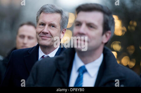 Hanover, Germany. 09th Jan, 2014. Former Federal President Christian Wulff attends the Land court in Hanover, Germany, 09 January 2014. Wulff has to stand trial because of accepting advantage. Photo: Julian Stratenschulte/dpa/Alamy Live News Stock Photo