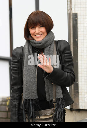 London, UK, 9th January 2014. Davina McCall seen leaving the ITV studios in London Stock Photo