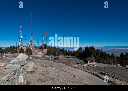 Sandia Crest with the TV transmission station in the background, Albuquerque, New Mexico. Stock Photo