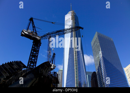 View of Freedom Tower under construction, WTO, Ground Zero, New York City, NY, United States of America, USA Stock Photo