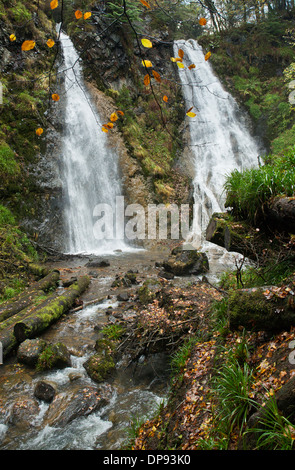 Photograph of The Grey Mares Tail waterfall near Llanrwst Snowdonia National Park Gwynedd North Wales United Kingdom Europe Stock Photo