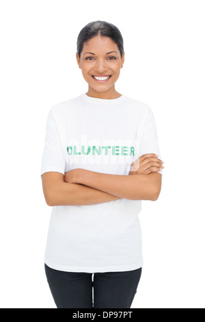 Cheerful model wearing volunteer tshirt posing Stock Photo