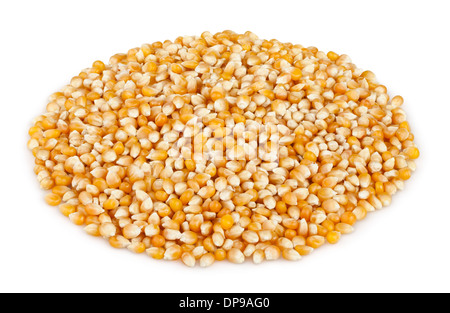 corn dry kernels heap isolated on white Stock Photo