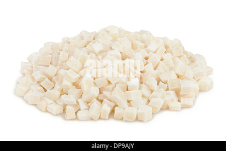 coconut candied cubes heap isolated on white Stock Photo