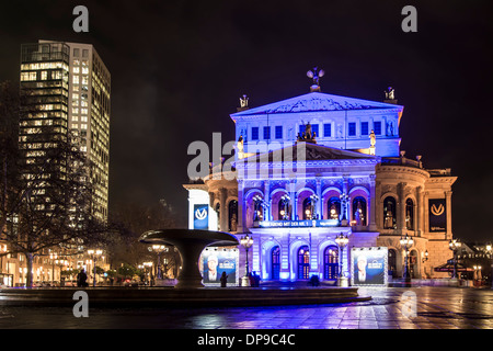 Illuminated old opera house in Frankfurt, Germany Stock Photo