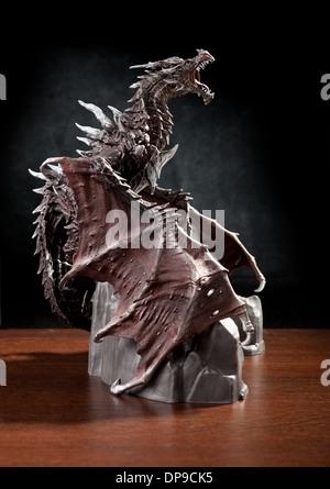 Profile of Alduin dragon from Skyrim game Stock Photo