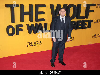 London, UK, 9th January 2014 Jonah Hill arrives at the UK Premiere of The Wolf of Wall Street at The Odeon, Leicester Square, London Photo: MRP Credit:  MRP/Alamy Live News Stock Photo