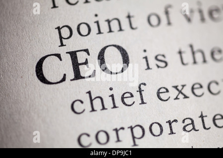 Fake Dictionary, Dictionary definition of the word CEO. Chief executive officer Stock Photo