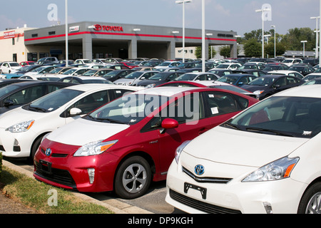 A Toyota and Scion dealer lot in suburban Maryland. Stock Photo