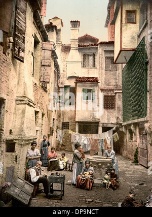 Old Venetian courtyard, Venice, Italy, circa 1900 Stock Photo