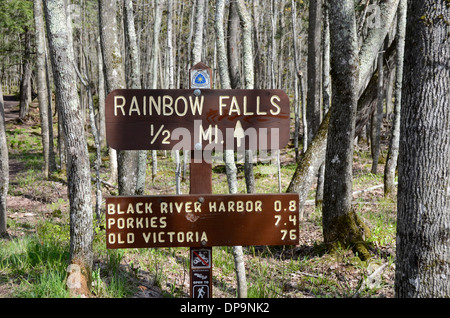 Rainbow Falls sign in Bessemer, Michigan Stock Photo
