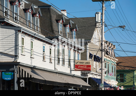 A retail store on the  corner of lower Thames Street in the New England sailing town of Newport Rhode Island. Stock Photo