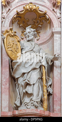 Jasov - Baroque sculpture of Saint Jude Thadeus the apostle in nave of Premonstratesian cloister Stock Photo