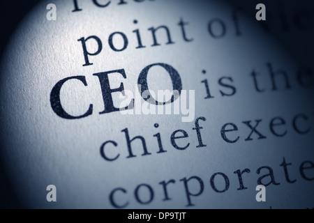 Fake Dictionary, Dictionary definition of the word CEO. Chief executive officer Stock Photo