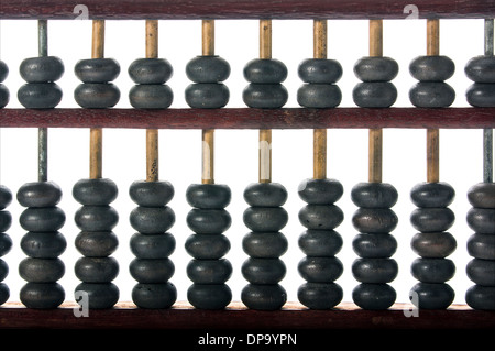 Old wooden abacus on white background Stock Photo