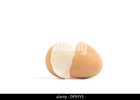 Egg shell crack isolated on white background Stock Photo
