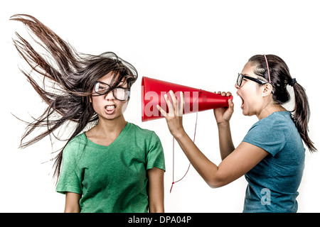 Asian woman yelling shooting in studio Stock Photo