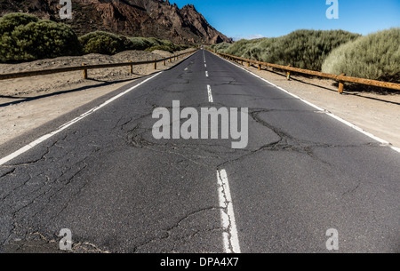 Tenerife, Canary Islands - Mount Teide National Park, UNESCO World Heritage Site. Highway through the caldera of Las Cañadas. Stock Photo