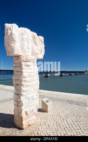 Pensando Omar sculpture by Assem Al Bacha at Portimao promenade, Algarve, Portugal Stock Photo