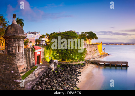 San Juan, Puerto Rico coast at Paseo de la Princesa. Stock Photo