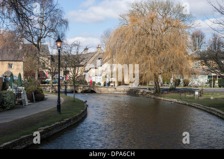 River scene at Bourton-on-the-water, Cotswolds, Gloucestershire. Stock Photo
