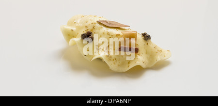 Ukrainian dumpling with bacon pepper and spices. Stock Photo