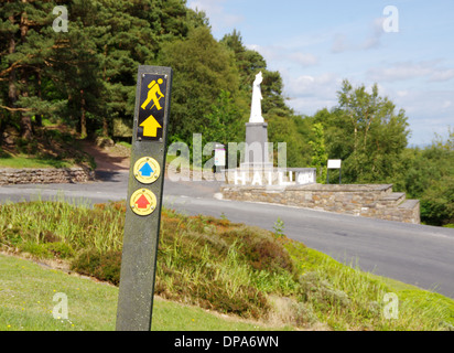 A post indicating a hiking trail in the Glen of Aherlow, Co Tipperary Ireland. Stock Photo