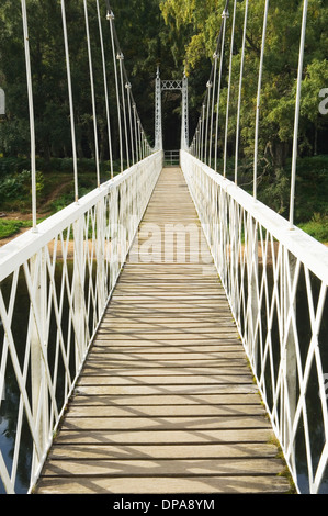 Cambus o' May bridge - Victorian suspension bridge over the River Dee, near Ballater, Aberdeenshire. Stock Photo