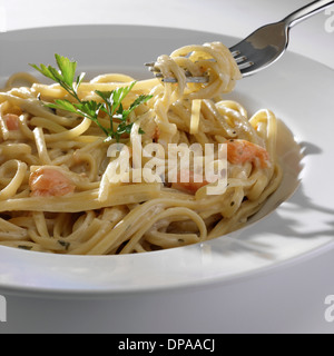 Bowl of seafood pasta Stock Photo