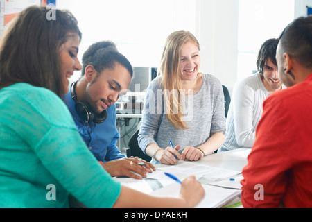 Group of college students studying together Stock Photo