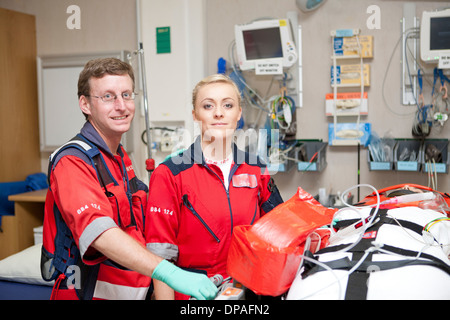 Portrait of paramedics in hospital Stock Photo