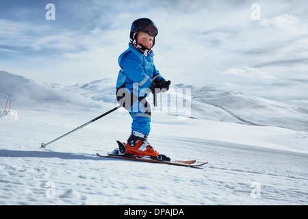 Young boy skiing, Hermavan, Sweden Stock Photo