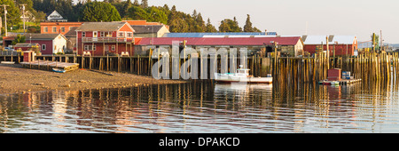 Panoramic view of the docks in Bass Harbor, Maine on Mount Desert Island Stock Photo